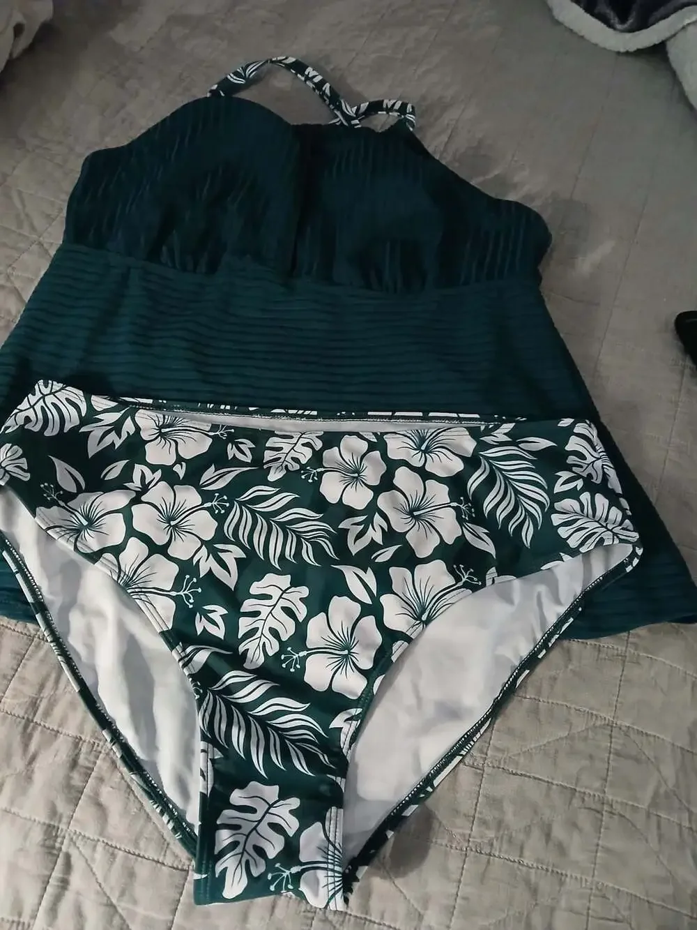 Women's XXL Floral Print Halter Tankini Swimsuit Set
